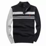 polo pulls hommes manche longue boutique mode reduction affaires light black blanc